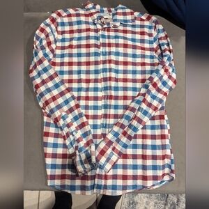 Goodfellow Men's Red and Blue Checkered Shirt slim fit